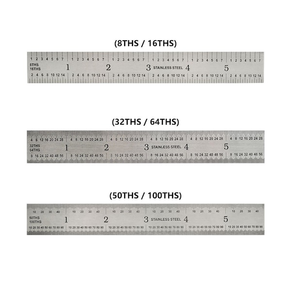 Big Horn 6-Inch Precision 4R Rigid Stainless-Steel Ruler - (1/8 Inch, 1/16 Inch, 1/32 Inch, 1/64 Inch) 19590 - main